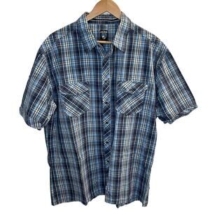 Men's Blue Plaid Short Sleeve Shirt